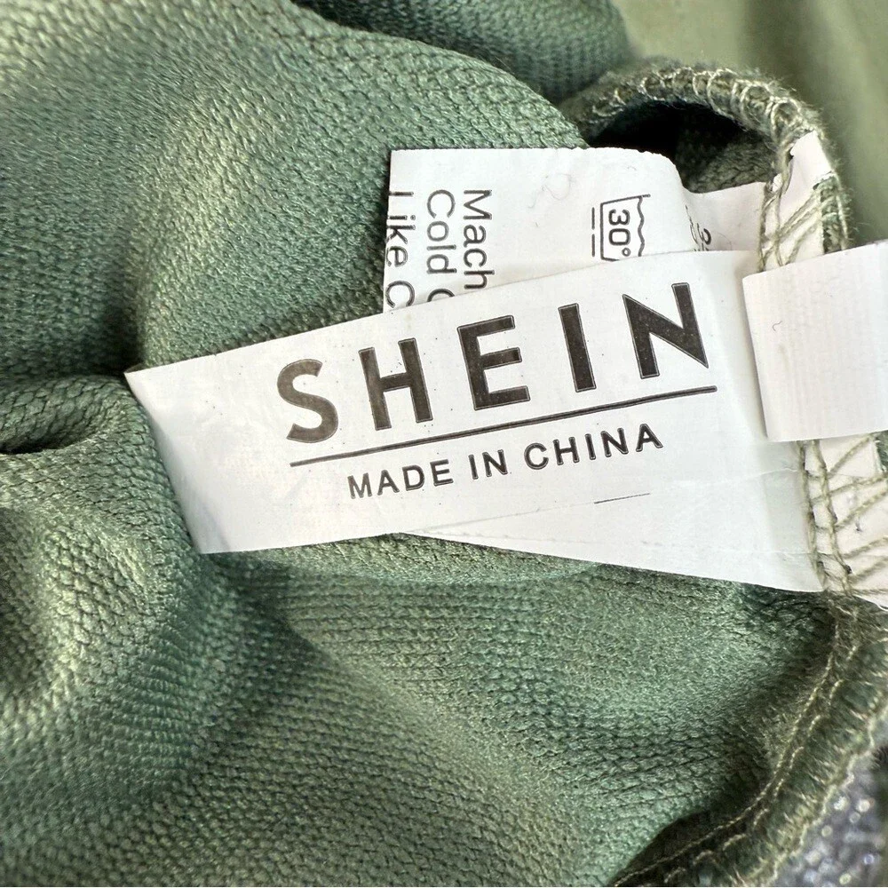 SHEIN long sleeve Tokyo Olive Green Long Sleeve Pocket Tee with White Hem Layer